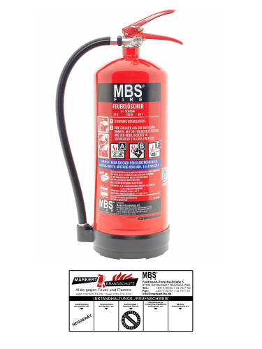 MBS-FIRE (OGNIO) 6L Fettbrandfeuerlöscher ABF inkl. Halterung u. Plakette